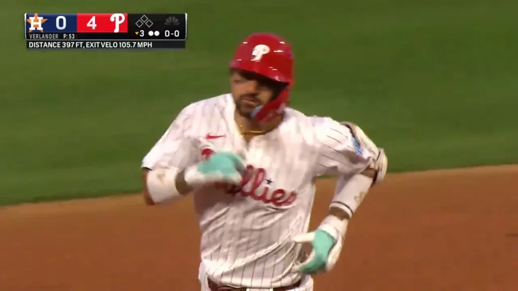 Phillies’ Nick Castellanos Sends a Three-Run Blast to Left Field, Increasing Lead Over Astros